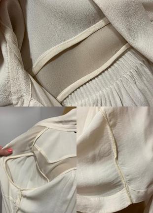 Шелковая блуза ванильного цвета5 фото