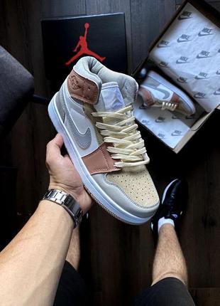 Nike air jordan 1 mid beige white