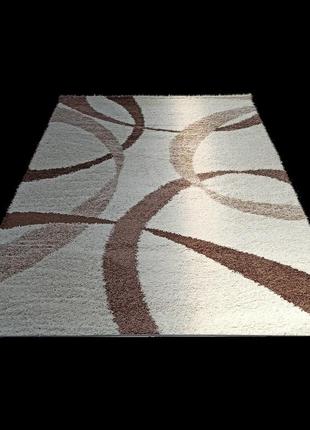 Турецький килим з високим ворсом 150х230 см super lux shaggy cream 7368a2 фото