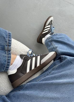 Адидас кеды самба шоколадные adidas samba brown grey white3 фото