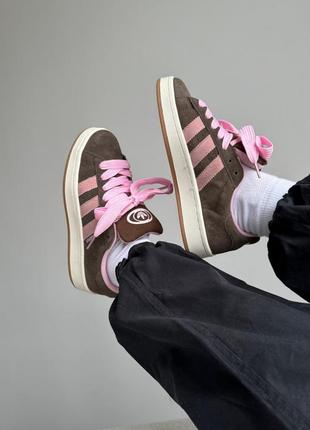 Кросівки жіночі adidas campus 00s brown/pink adi-04143 фото