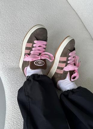 Кросівки жіночі adidas campus 00s brown/pink adi-041410 фото