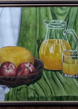 Картина "натюрморт с фруктами", акварель