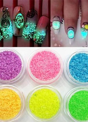 Флуоресцентний порошок, кристали для нейл-арту/манікюру/макіяжу/