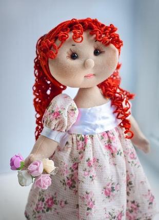 Интерьерная кукла с рыжими волосами, куклы ручной работы4 фото