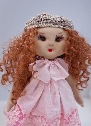 Інтер'єрна лялька в рожевій сукні3 фото