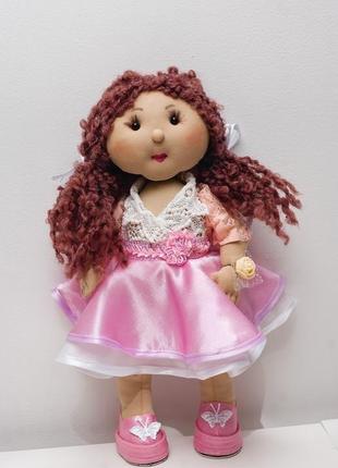 Интерьерная кукла в розовом платье, подарок на праздник3 фото