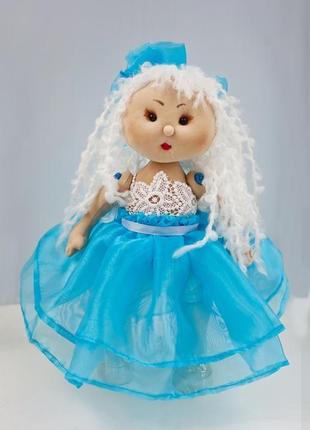 Інтер'єрна лялька в блакитній сукні5 фото