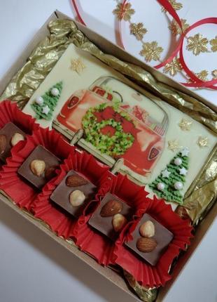 Новорічний шоколадний набір, натуральний бельгійський шоколад ручної роботи