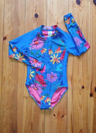 Купальник слитный костюм пляжный солнцезащитный для бассейна отдыха для девочки1 фото