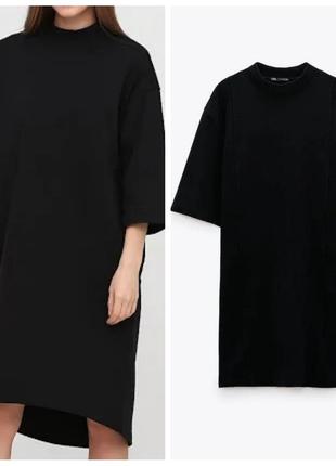 Черное платье zara из плотного трикотажу.1 фото