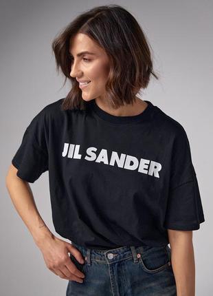 Трикотажна футболка з написом jil sander1 фото