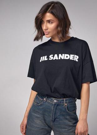 Трикотажна футболка з написом jil sander3 фото