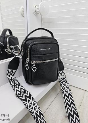 Женская стильная и качественная небольшая сумка из эко кожи черная9 фото
