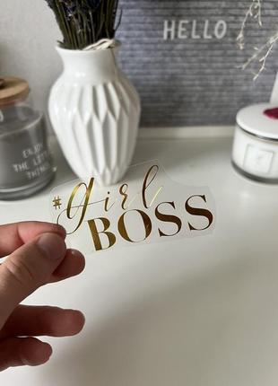 Надпись "girl boss", цвет gold1 фото