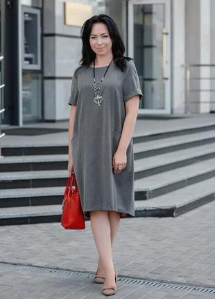 Літнє плаття просторе, сірого кольору1 фото