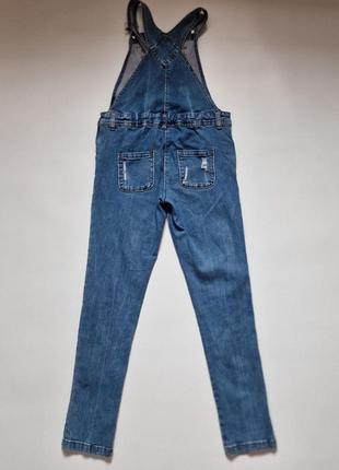 Джинсовый брючный комбинезон девочке yigga рваные джинсы4 фото
