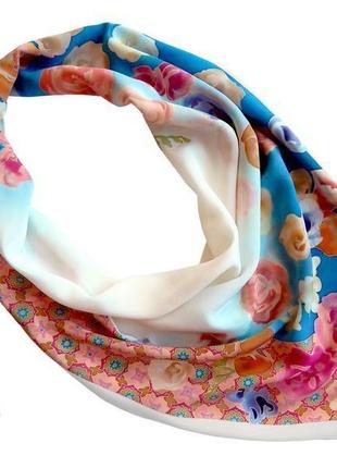 Шелковый платок "воздушные цветы"3 фото