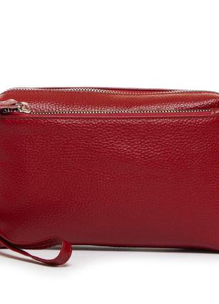 Женская кожаная сумка из натуральной кожи красного цвета2 фото