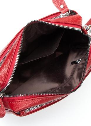 Женская кожаная сумка из натуральной кожи красного цвета6 фото