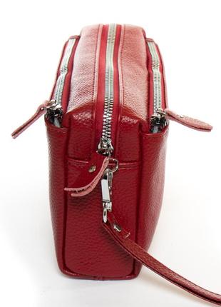 Женская кожаная сумка из натуральной кожи красного цвета5 фото