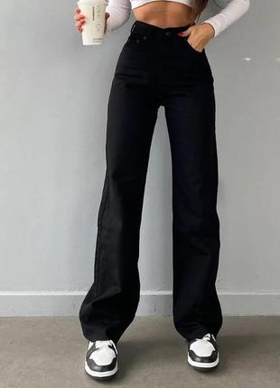 Джинсовые брюки прямые клеш джинси высокая посадка2 фото