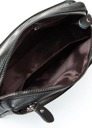 Женская кожаная сумка из натуральной кожи черного цвета5 фото