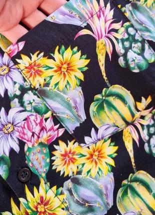 Рубашка шведка в гавайском стиле мужская в кактусы цветы7 фото