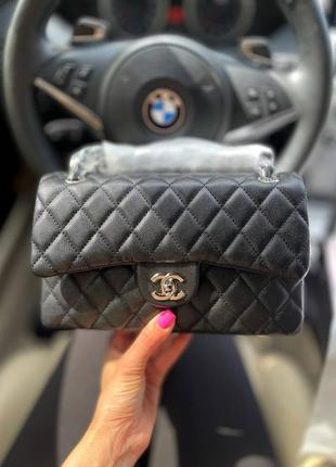 Сумка шанель black silver