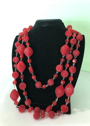 Намисто вінтажне червоне