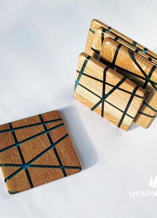 Кухонний комплект з підставок і серветниці, серветниця з дерева, квадратна трикутна серветниця4 фото