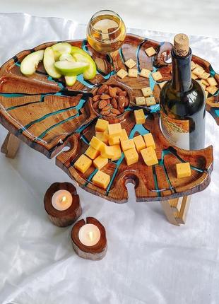 Винний столик, столик для вина, столик для пикника, поднос на ножках, винный столик1 фото