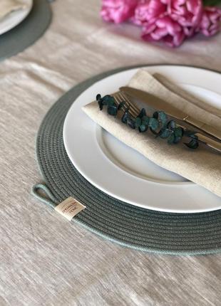 Сервірувальні круглі килимки,підставки під тарілки,колекція "eucalyptus".4 фото