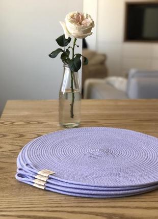 Сервировочные круглые коврики,подставки под тарелки «лаванда»4 фото