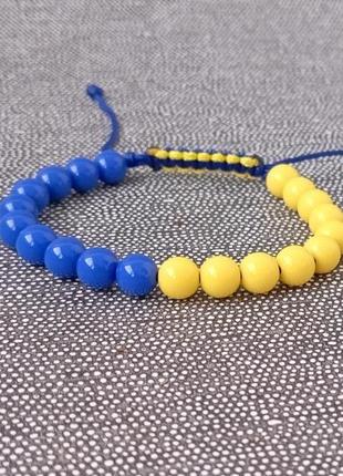 Патріотичний браслет, синьо жовтий браслет з намистинами6 фото