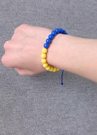 Патріотичний браслет, синьо жовтий браслет з намистинами7 фото