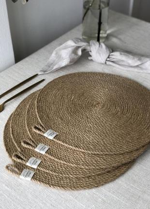 Набор сервировочных ковриков,подставки под тарелки джутовые натуральные2 фото