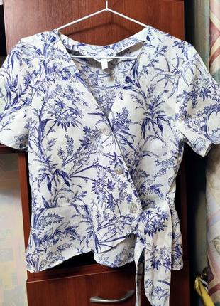 Блузка літня, легка, льон. на запах.