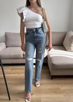 Стильные прямые джинсы zara straight high waist