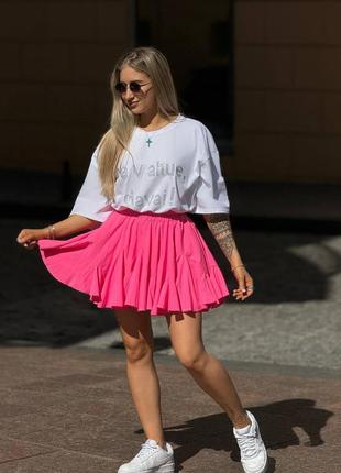 Юбка - шорты пышная кукольная юбка юбочка с шортиками милая юбка пачка беби долл лолита аниме с принтом мокко белая голубая розовая - барби футболка4 фото