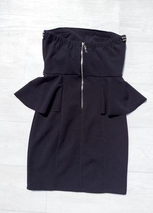 Элегантное чёрное платье с баской divine италия8 фото