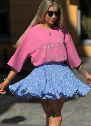 Юбка - шорты пышная кукольная юбка юбочка с шортиками милая юбка пачка беби долл лолита аниме с принтом мокко белая голубая розовая - барби футболка