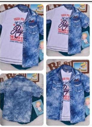 Літній комплект для хлопчика сорочка і футболка для хлопчика 116-122р