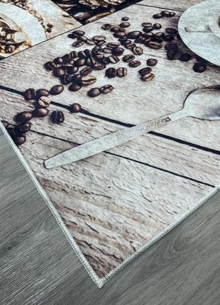 Килим для кухні 0.6x1.0 м на гумовій основі digital saphire "кава" бежевий a1173 фото