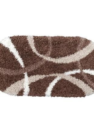 Килим з високим ворсом super lux shaggy 1,0 х 2,0 м овальний dark brown 7368а2 фото