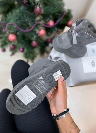 Ugg grey diamond женские сапоги угг с бантом серые4 фото