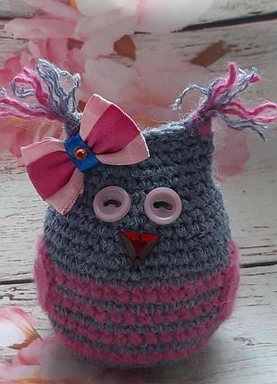 Вязаная мягкая игрушка совушка 8см
