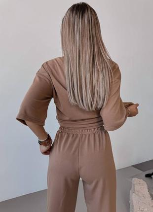 Женский удобный коричневый спортивный прогулочный костюм калифорния лето хлопок4 фото