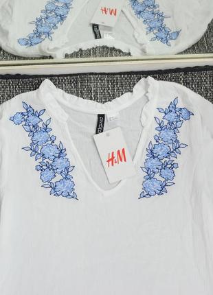 Новая белая рубашка с вышивкой h&amp;m6 фото