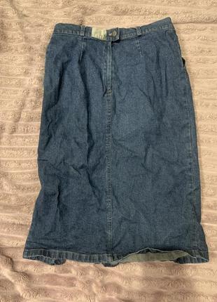 Винтажная джинсовая юбка-миди с вырезом на ноге и карманами y2k grunge vintage гранж винтаж2 фото